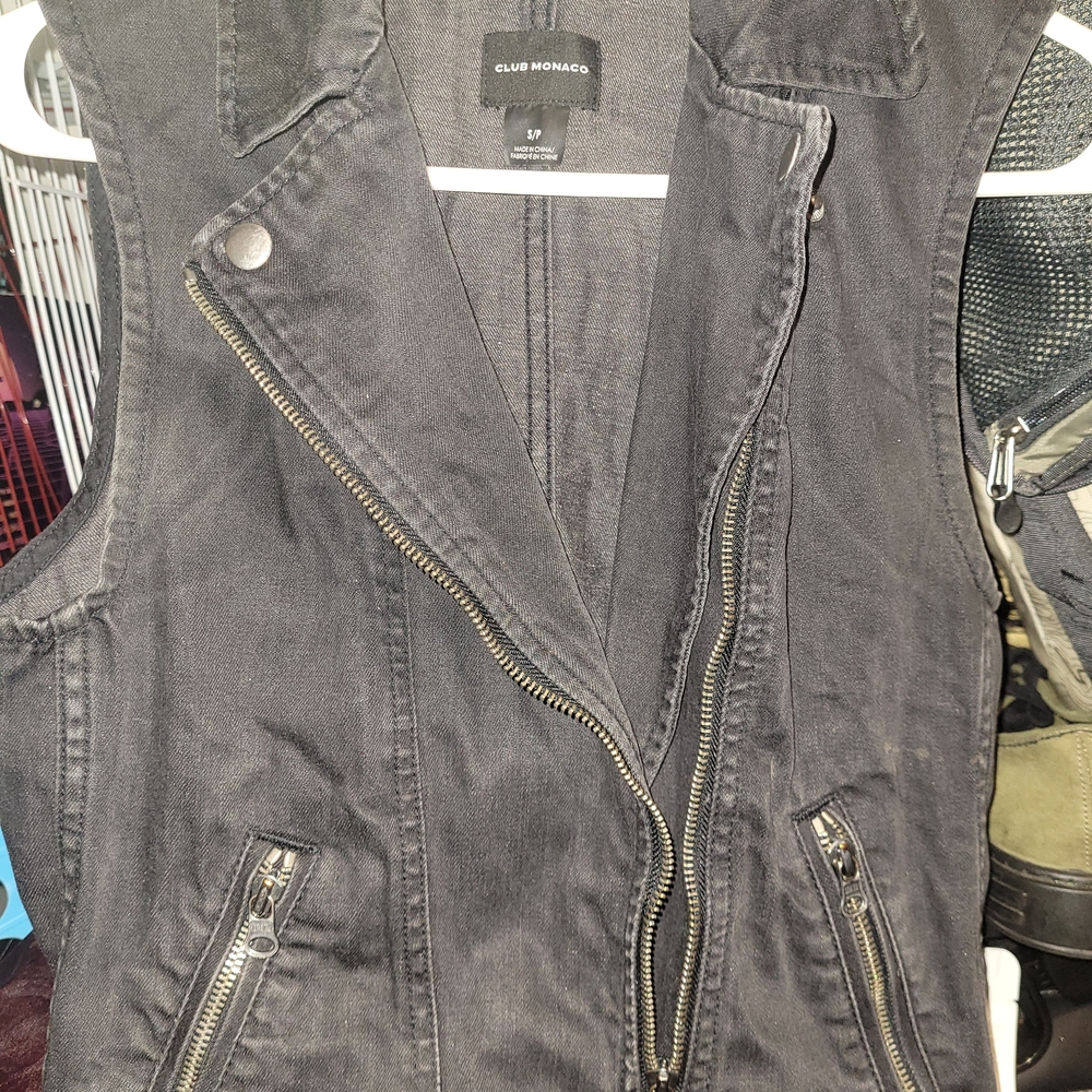 Club Monaco Black Denim Vest